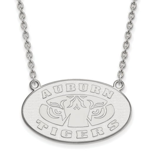 10K White Gold Logoart Auburn Tigers Large Pendant 18 Inch Necklace