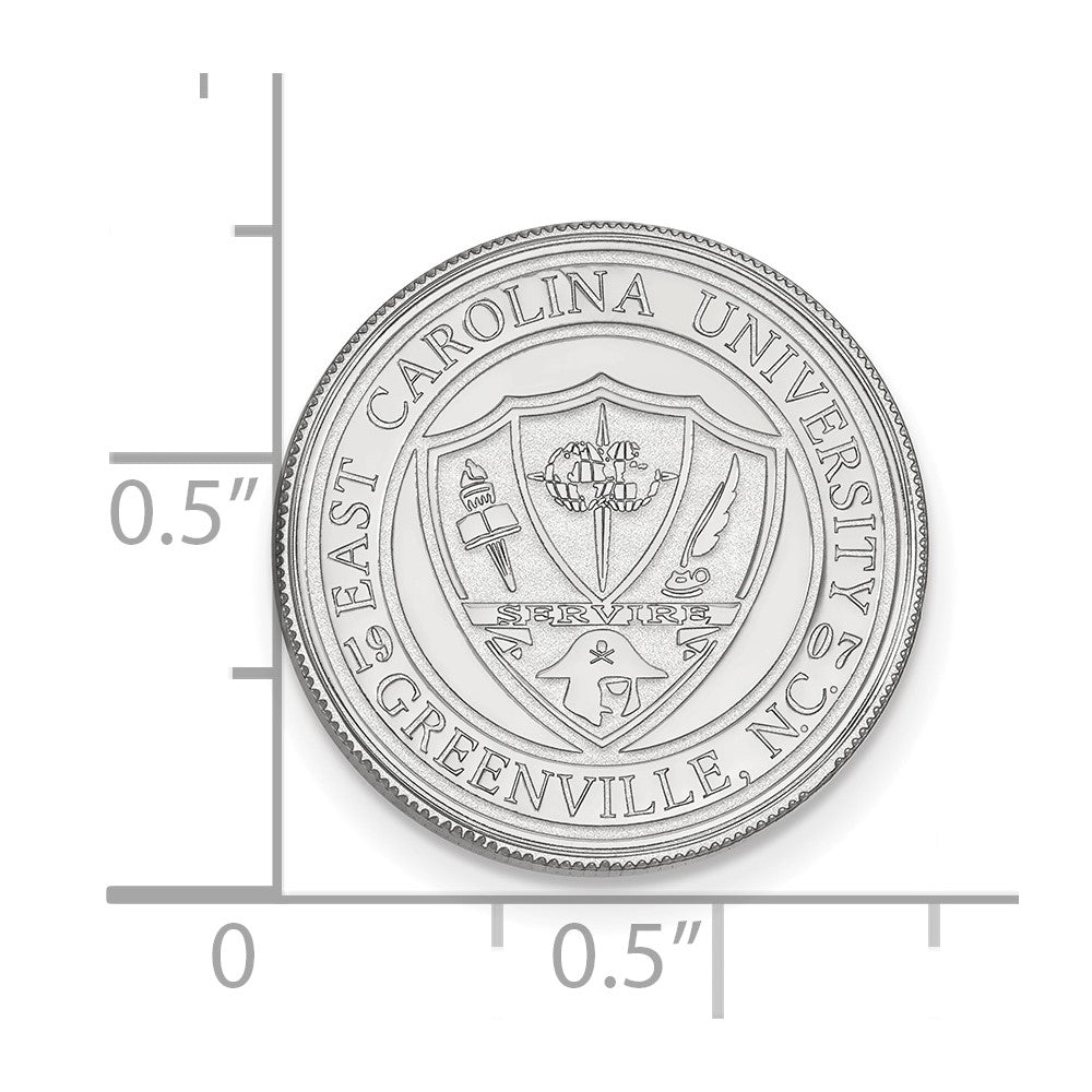 Sterling Silver Rhod-Pltd Logoart East Carolina University Crest Lapel Pin