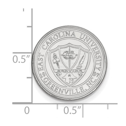 Sterling Silver Rhod-Pltd Logoart East Carolina University Crest Lapel Pin