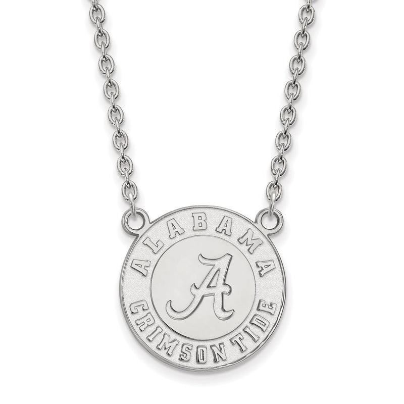 Sterling Silver Rhodium Plated Logoart University Of Alabama Crimson Tide Large Pendant 18 Inch Necklace