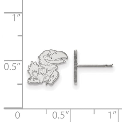 Sterling Silver Rhodium Plated Logoart University Of Kansas Jayhawk Extra Small Post Earrings