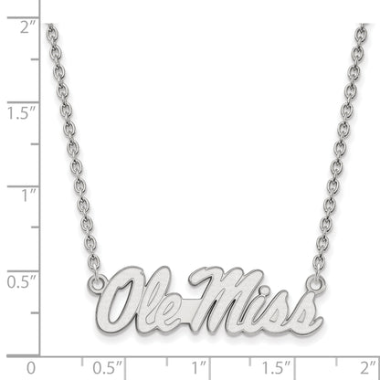 10K White Gold Logoart University Of Mississippi Ole Miss Large Pendant 18 Inch Necklace