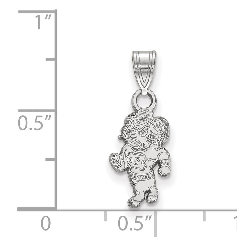 Sterling Silver Rhodium Plated Logoart University Of North Carolina Ram Small Pendant