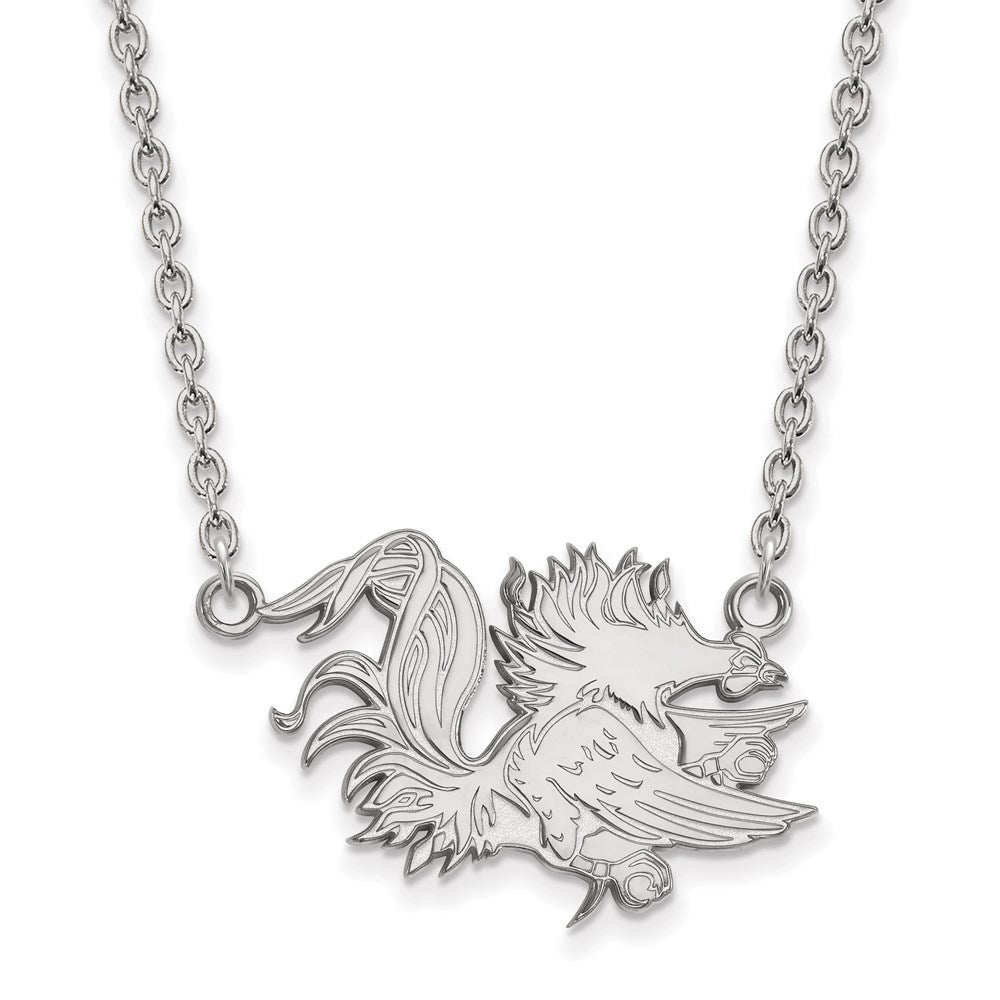 10K White Gold Logoart University Of South Carolina Gamecock Large Pendant 18 Inch Necklace