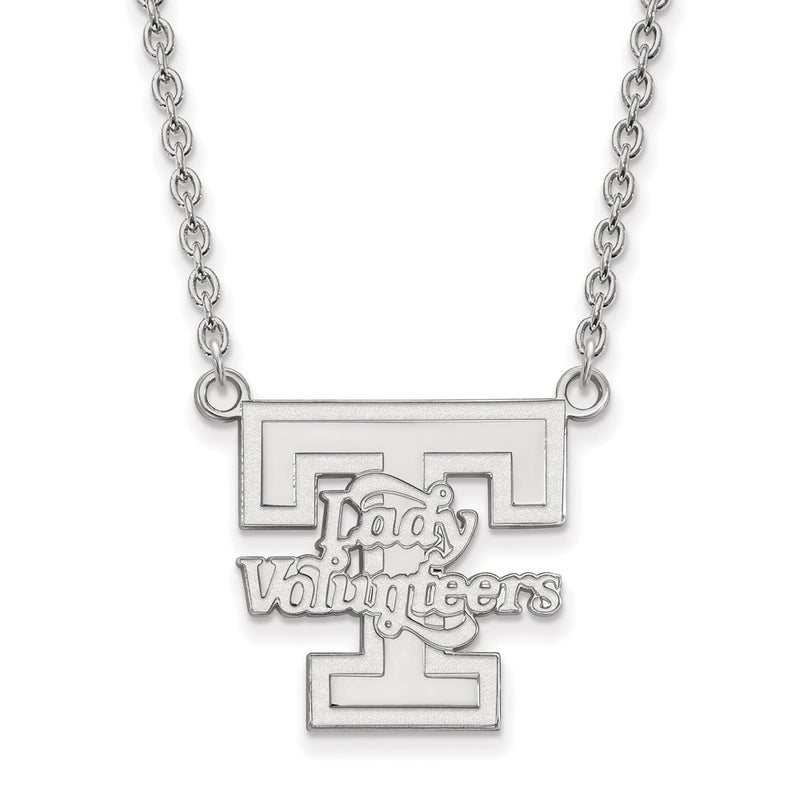 Sterling Silver Rhodium Plated Logoart University Of Tennessee Lady Volunteers Large Pendant 18 Inch Necklace