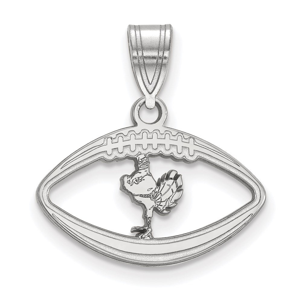 Sterling Silver Rhodium Plated Logoart Virginia Tech Hokiebird Football Pendant