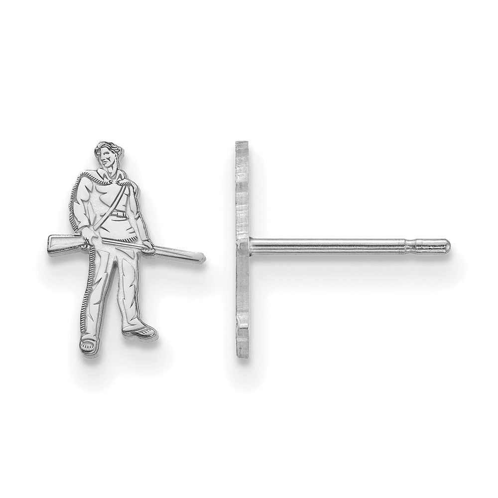 Sterling Silver Rhodium Plated Logoart West Virginia University Mountaineer Extra Small Post Earrings