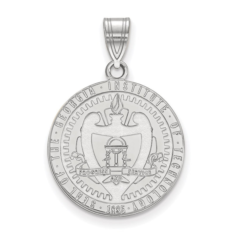 Sterling Silver Rhodium Plated Logoart Georgia Institute Of Technology Large Crest Pendant