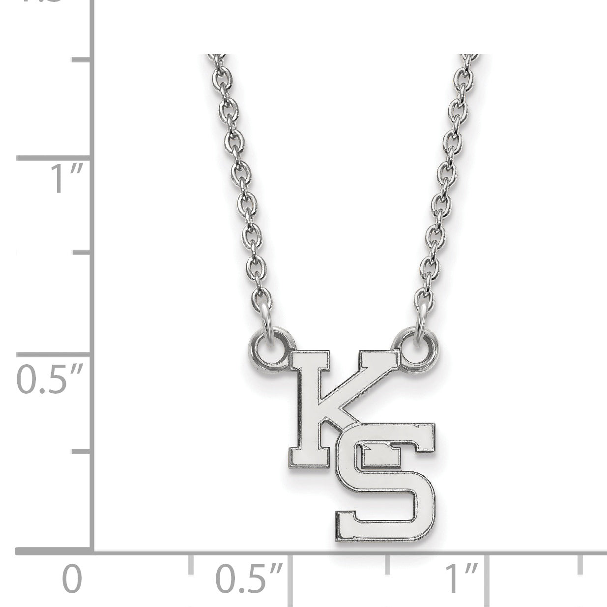 Sterling Silver Rhodium Plated Logoart Kansas State University K S Small Pendant 18 Inch Necklace