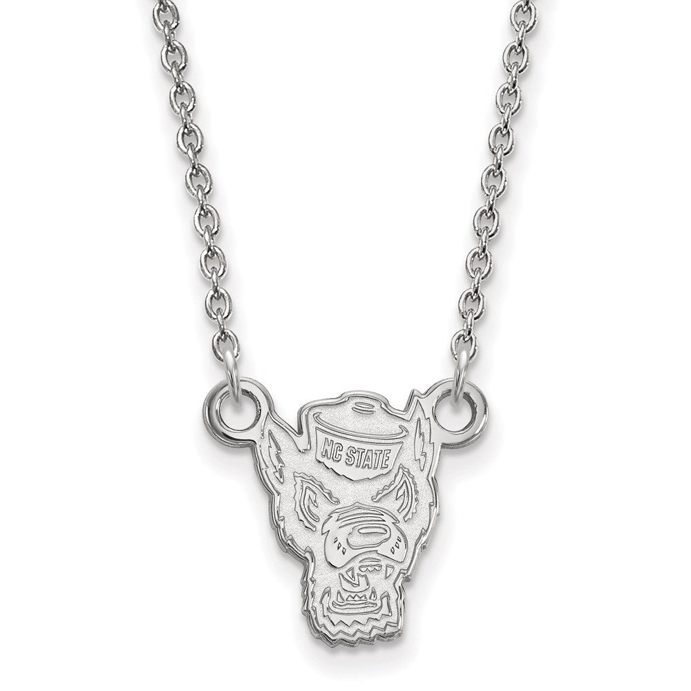 10K White Gold Logoart North Carolina State University Wolf Small Pendant 18 Inch Necklace