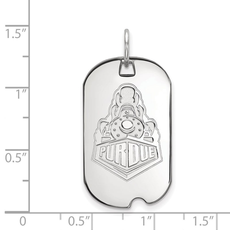 14K White Gold Logoart Purdue University Boilermakers Train Logo Small Dog Tag Pendant