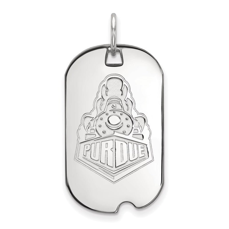 14K White Gold Logoart Purdue University Boilermakers Train Logo Small Dog Tag Pendant