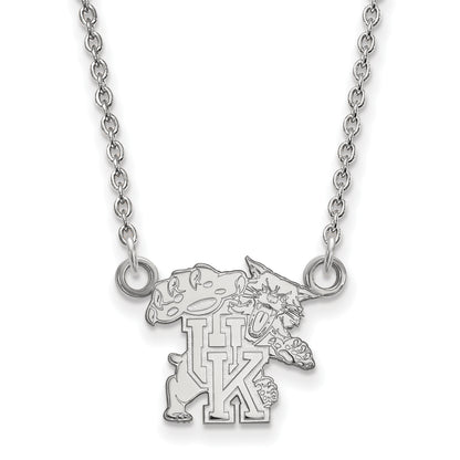 10K White Gold Logoart University Of Kentucky U K Wildcat Small Pendant 18 Inch Necklace