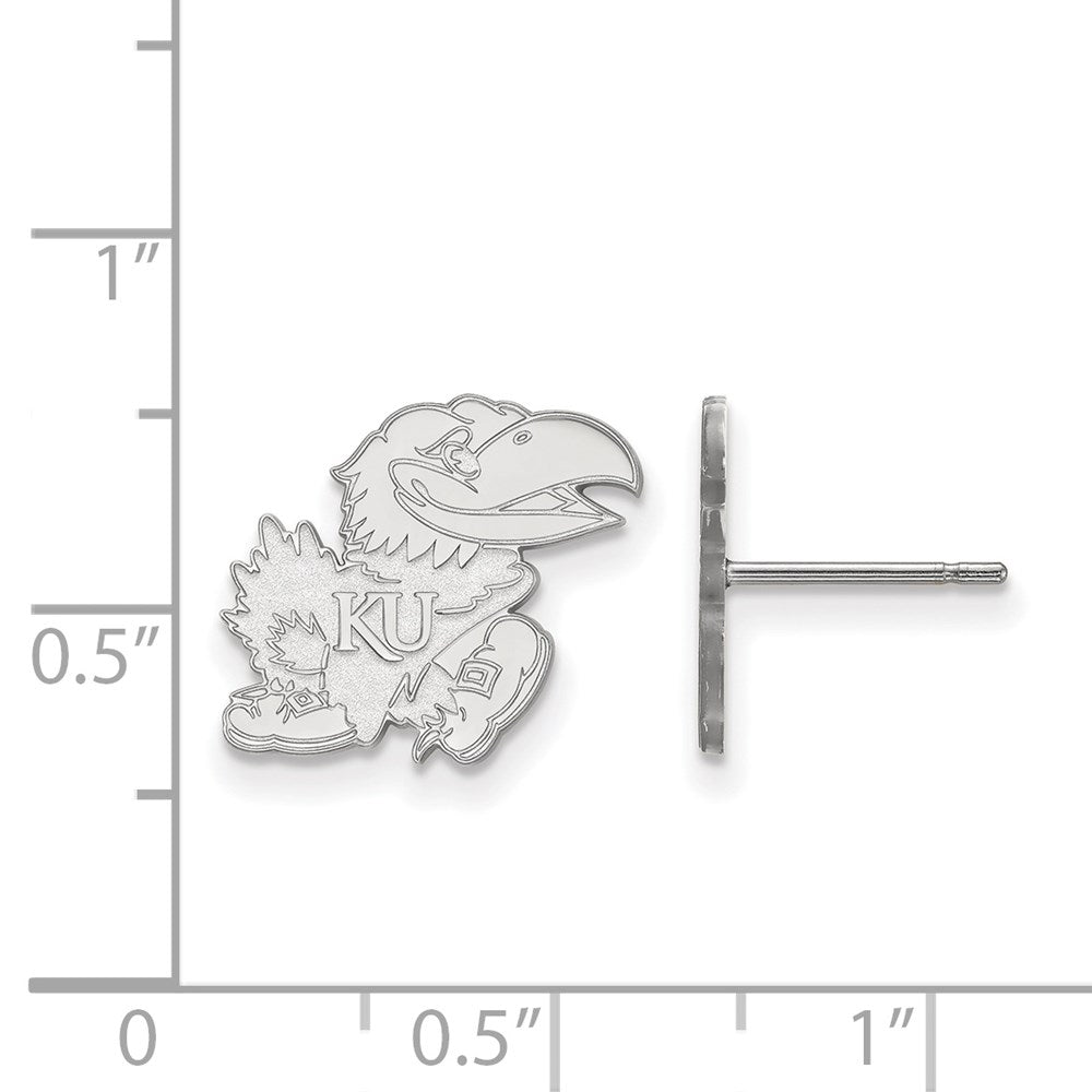 Sterling Silver Rhodium Plated Logoart University Of Kansas Jayhawk Small Post Earrings
