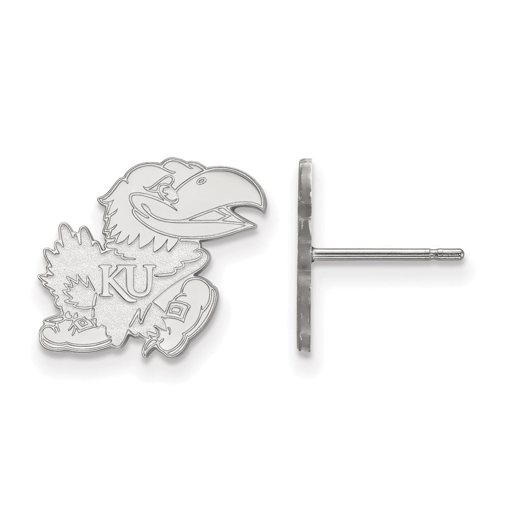 Sterling Silver Rhodium Plated Logoart University Of Kansas Jayhawk Small Post Earrings