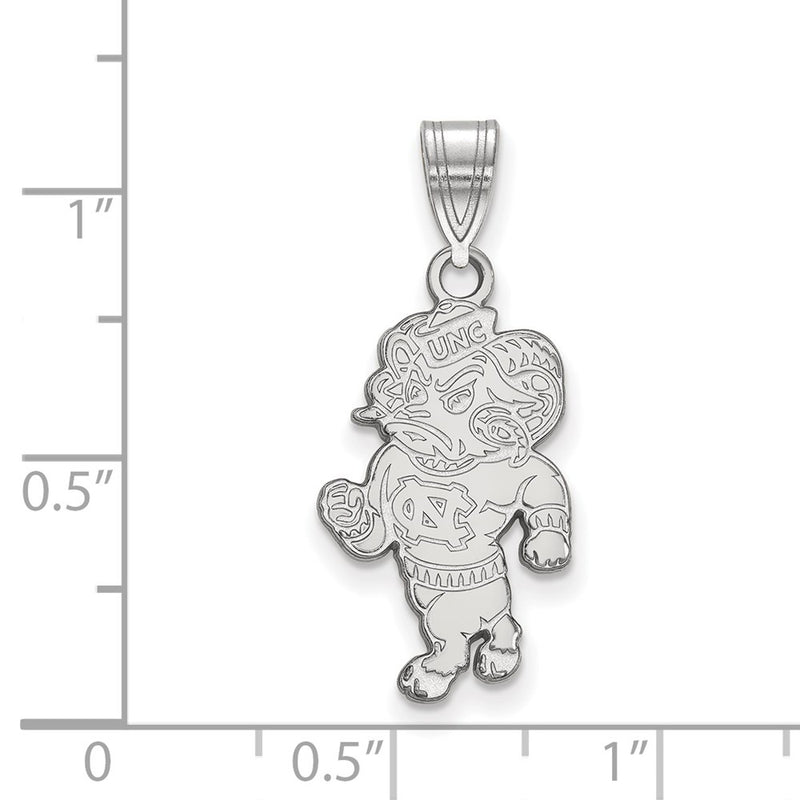 Sterling Silver Rhodium Plated Logoart University Of North Carolina Ram Large Pendant