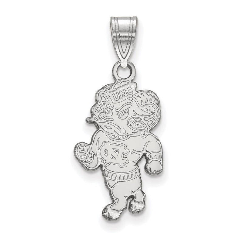 Sterling Silver Rhodium Plated Logoart University Of North Carolina Ram Large Pendant