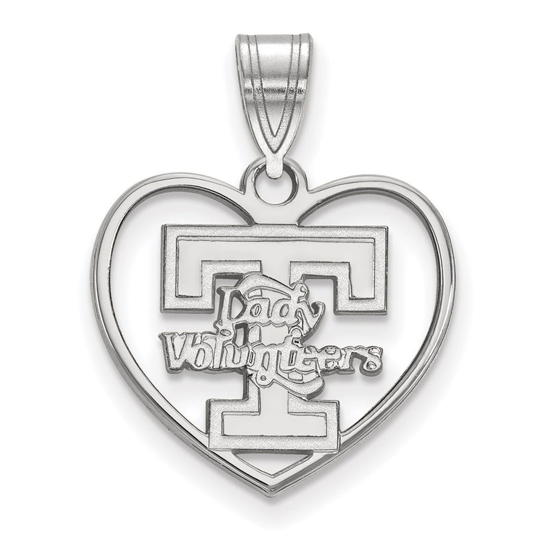 Sterling Silver Rhodium Plated Logoart University Of Tennessee Lady Volunteers Heart Pendant