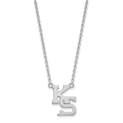 Sterling Silver Rhodium Plated Logoart Kansas State University K S Large Pendant 18 Inch Necklace