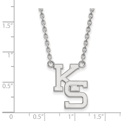 14K White Gold Logoart Kansas State University K S Large Pendant 18 Inch Necklace
