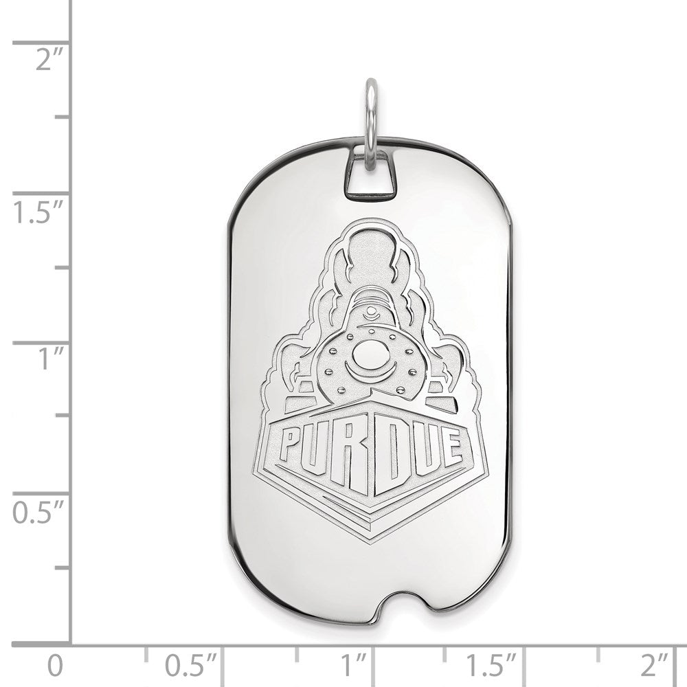 14K White Gold Logoart Purdue University Boilermakers Train Logo Large Dog Tag Pendant
