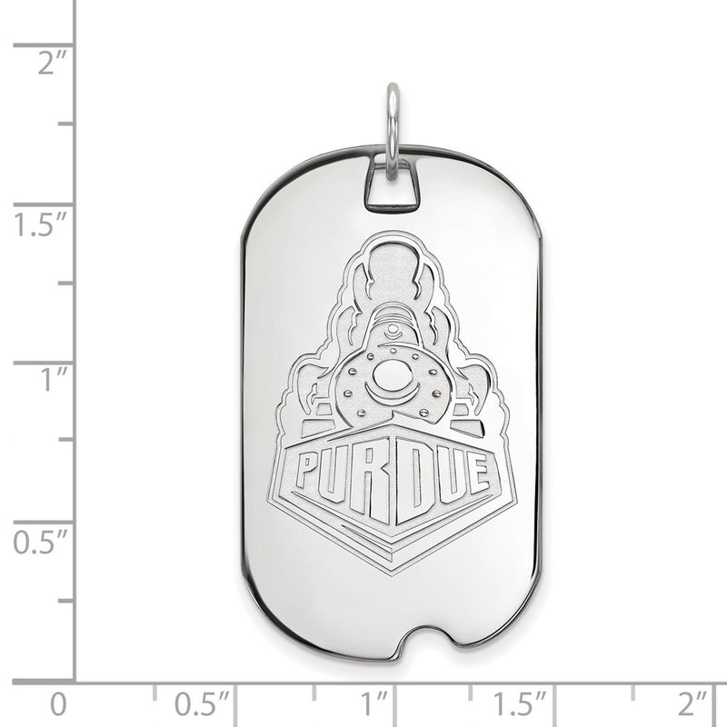 14K White Gold Logoart Purdue University Boilermakers Train Logo Large Dog Tag Pendant