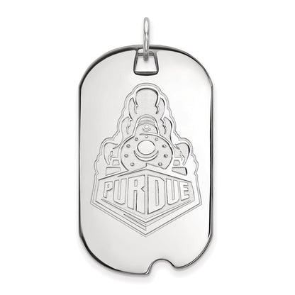 Sterling Silver Rhodium Plated Logoart Purdue University Boilermakers Train Logo Large Dog Tag Pendant