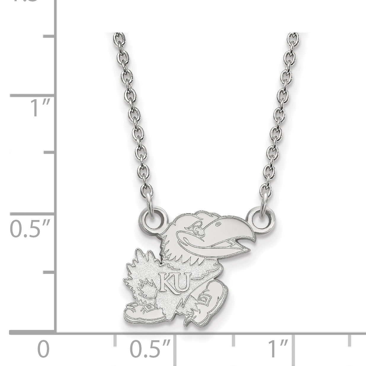 10K White Gold Logoart University Of Kansas Jayhawk Small Pendant 18 Inch Necklace