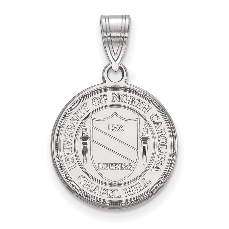 Sterling Silver Rhodium Plated Logoart University Of North Carolina Medium Crest Pendant