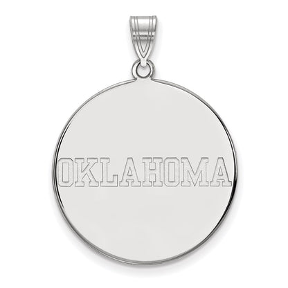 10K White Gold Logoart University Of Oklahoma Extra Large Disc Pendant