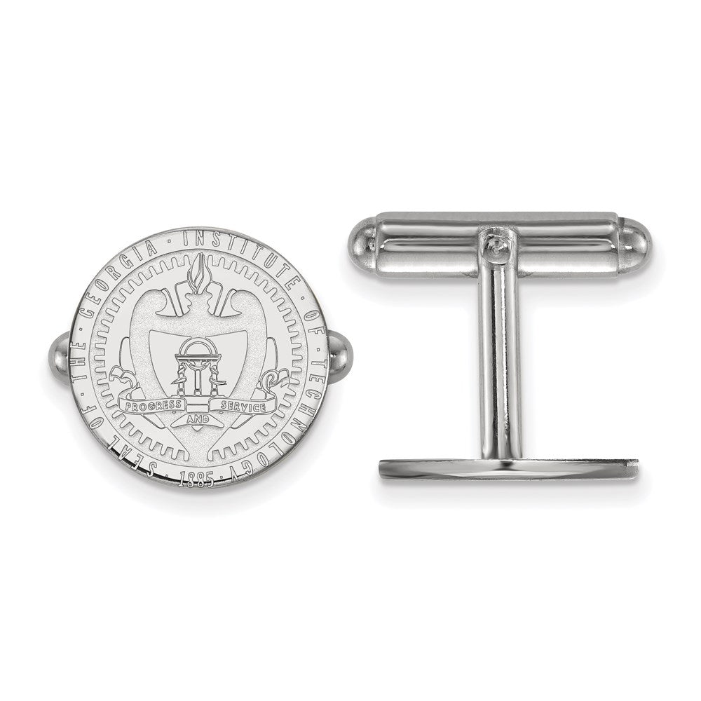 Sterling Silver Rhod-Pltd Logoart Georgia Tech Crest Cuff Links