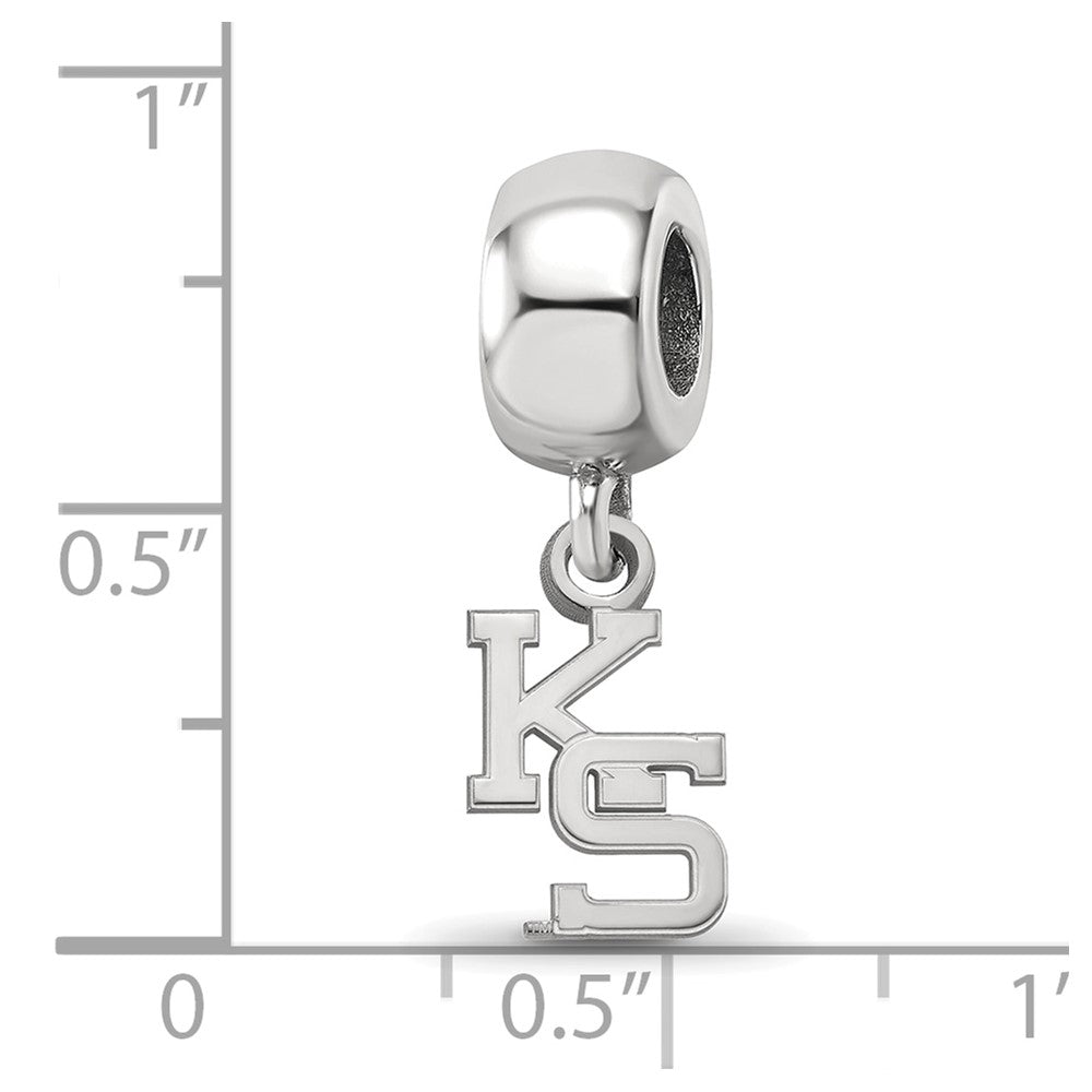 Sterling Silver Rhod-Pltd Logoart Kansas State University Xs Dangle Bead