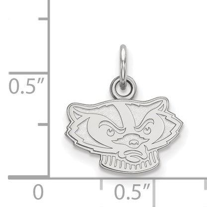 10K White Gold Logoart University Of Wisconsin Badger Extra Small Pendant