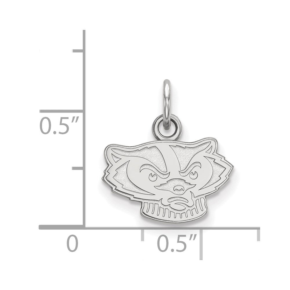 14K White Gold Logoart University Of Wisconsin Badger Extra Small Pendant