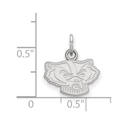 14K White Gold Logoart University Of Wisconsin Badger Extra Small Pendant