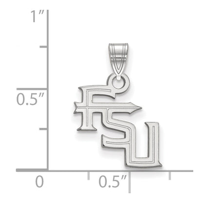 Sterling Silver Rhodium Plated Logoart Florida State University F S U Small Pendant