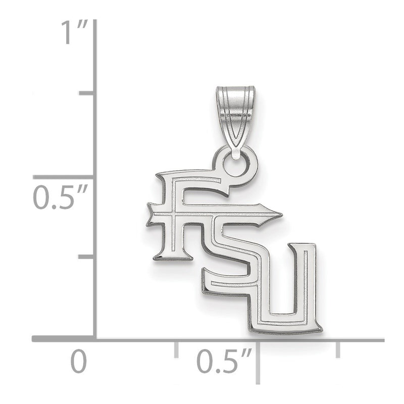 Sterling Silver Rhodium Plated Logoart Florida State University F S U Small Pendant
