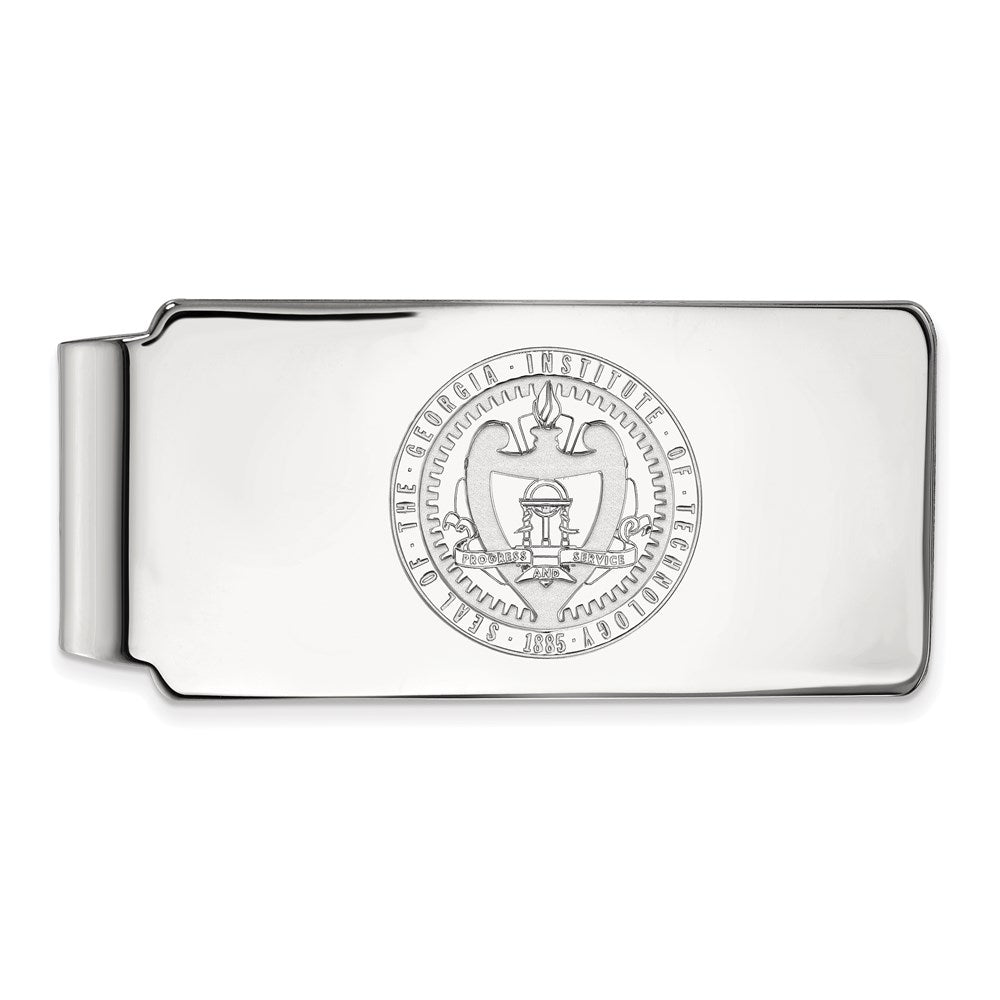 Sterling Silver Rhod-Pltd Logoart Georgia Tech Crest Money Clip