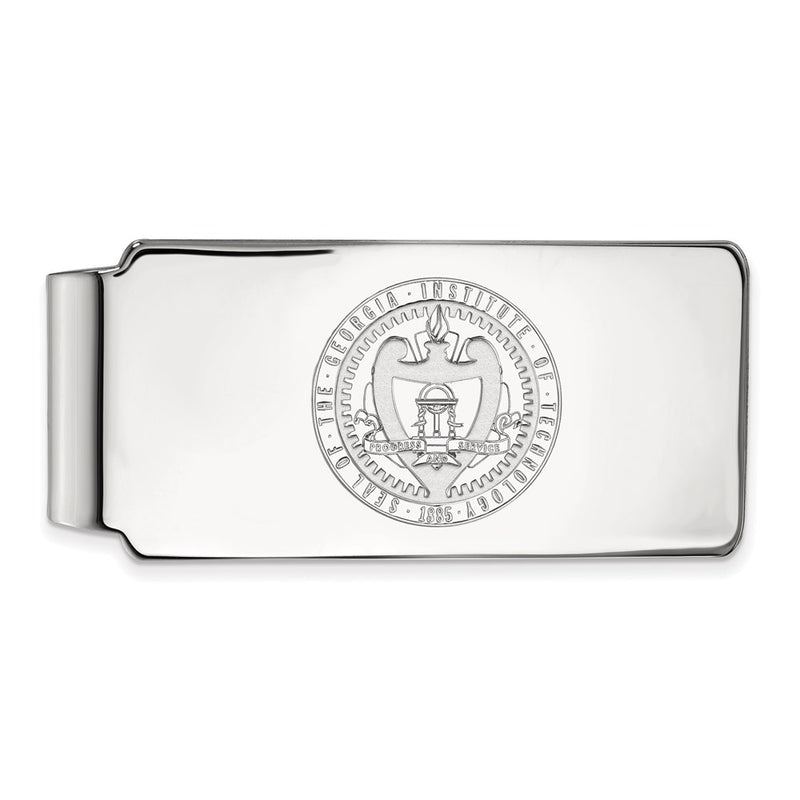 Sterling Silver Rhod-Pltd Logoart Georgia Tech Crest Money Clip