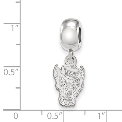 Sterling Silver Rhod-Pltd Logoart North Carolina State U. Sm Dangle Bead