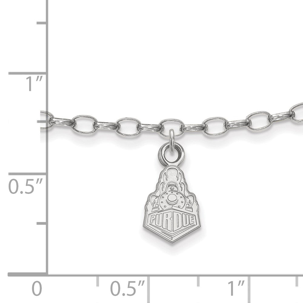 Sterling Silver Rhod-Pltd Logoart Purdue U. Boilermakers Train Anklet