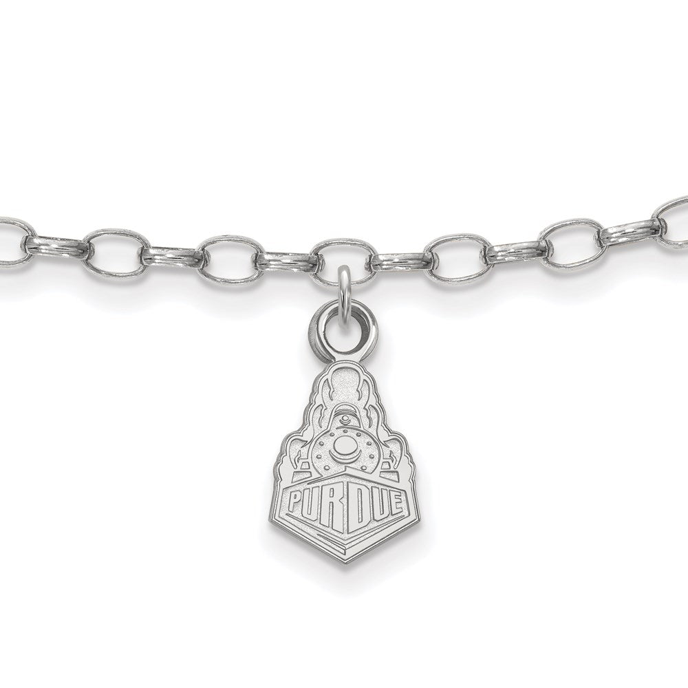Sterling Silver Rhod-Pltd Logoart Purdue U. Boilermakers Train Anklet