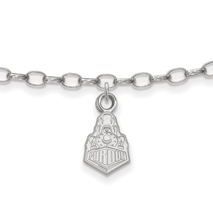 Sterling Silver Rhod-Pltd Logoart Purdue U. Boilermakers Train Anklet
