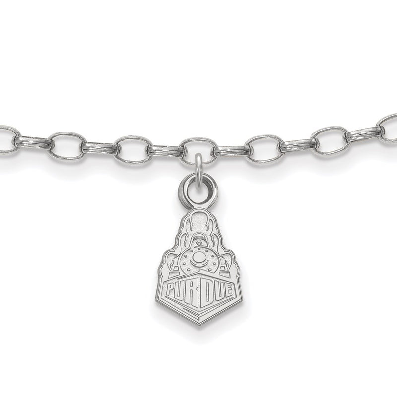 Sterling Silver Rhod-Pltd Logoart Purdue U. Boilermakers Train Anklet