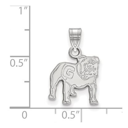 Sterling Silver Rhodium Plated Logoart University Of Georgia Bulldog Small Pendant