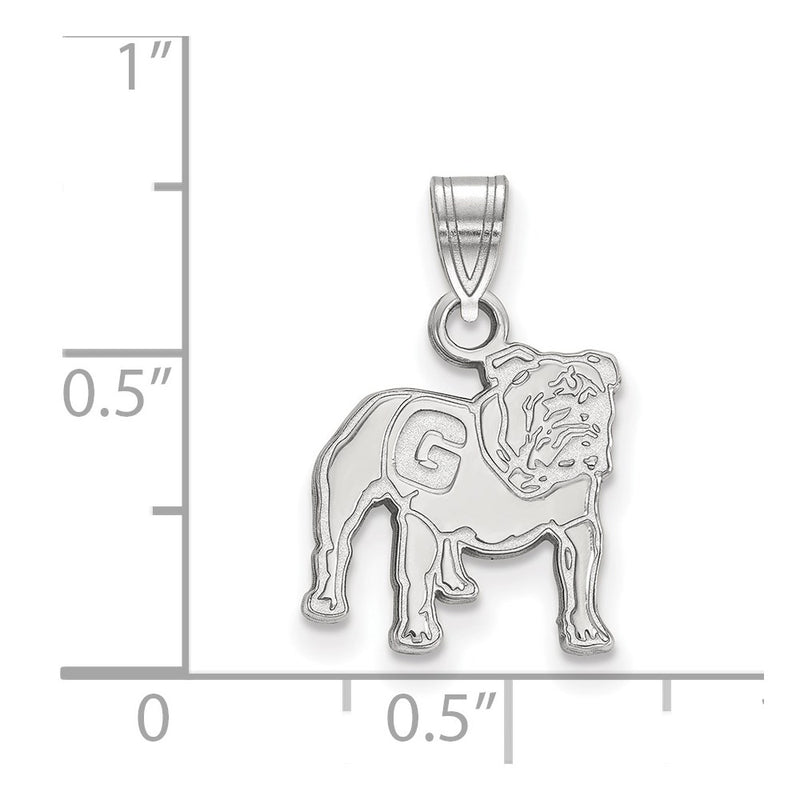 Sterling Silver Rhodium Plated Logoart University Of Georgia Bulldog Small Pendant