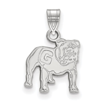 Sterling Silver Rhodium Plated Logoart University Of Georgia Bulldog Small Pendant