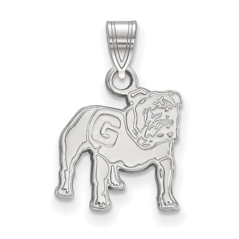 Sterling Silver Rhodium Plated Logoart University Of Georgia Bulldog Small Pendant