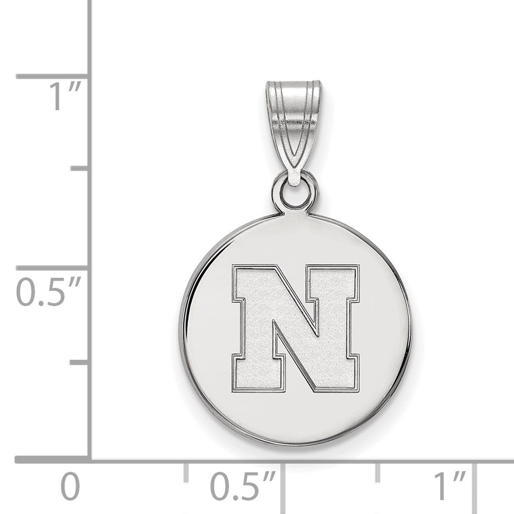 Sterling Silver Rhodium Plated Logoart University Of Nebraska Letter N Medium Disc Pendant