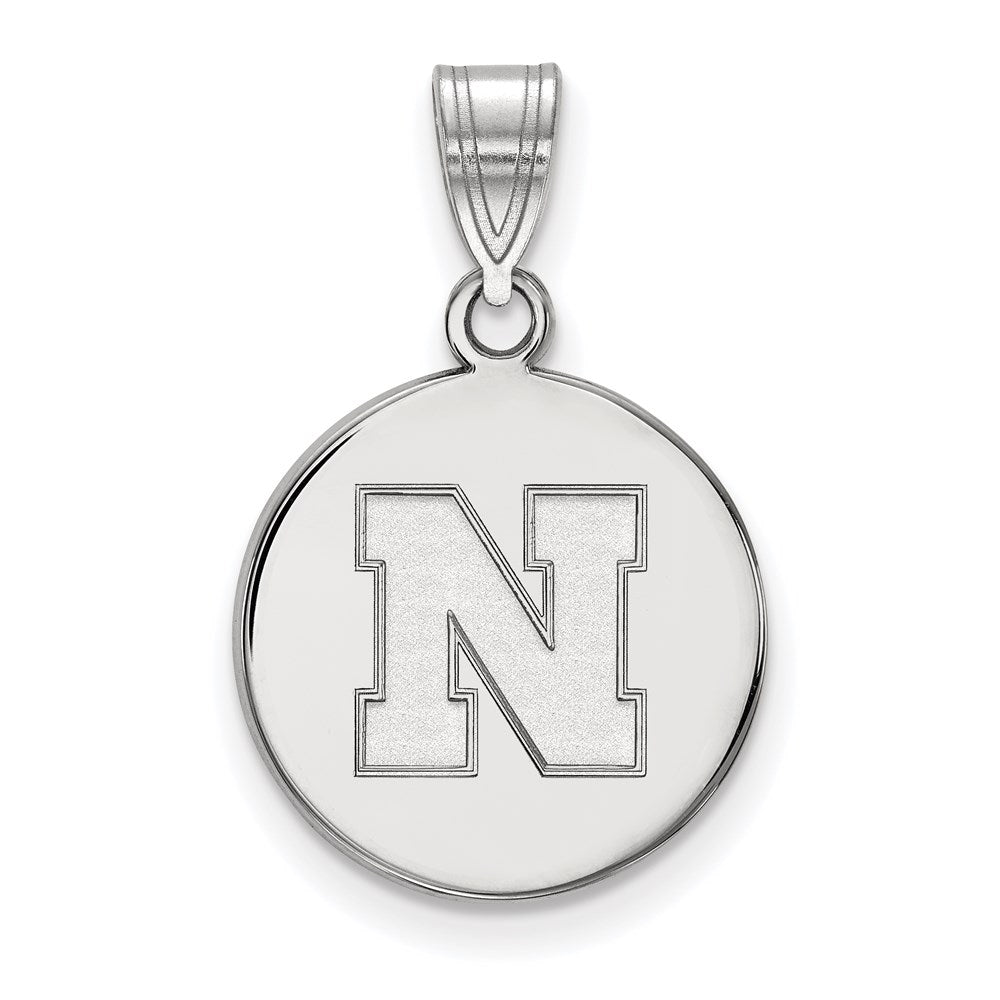 Sterling Silver Rhodium Plated Logoart University Of Nebraska Letter N Medium Disc Pendant